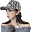 [G-tiamo] [ジーティアモ] チェック柄 キャップ レディース ワンポイント アジャスター 調節 帽子 千鳥格子 秋 冬 黒 白 きゃっぷ