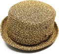 [ルーベン] 別注デザイン 大きいサイズも選べる PAPER PORKPIE HAT 麦わら帽子 麦わら ポークパイハット 麦わらハット ペーパーハット ミックスカラー FREE キャメル
